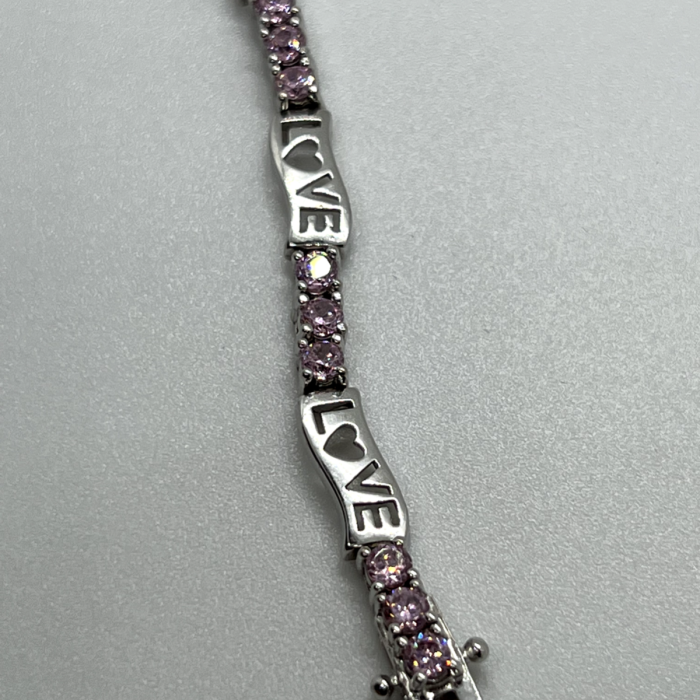 925 Sterling Silver Pink CZ 