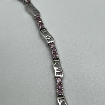 925 Sterling Silver Pink CZ 