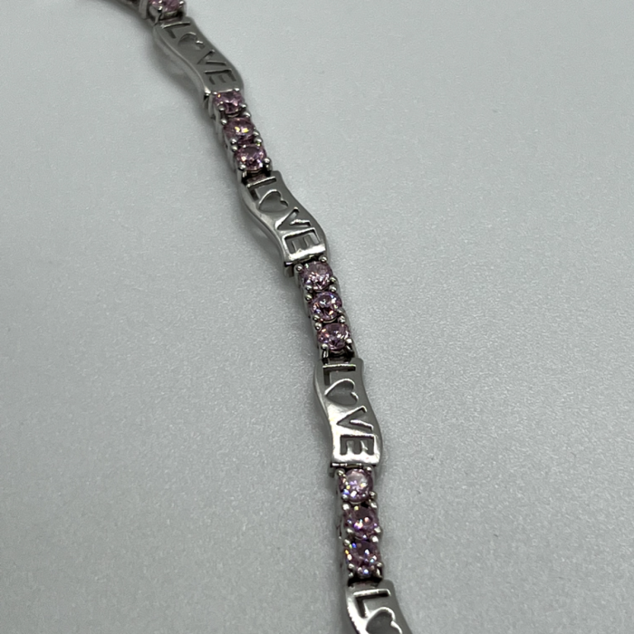 925 Sterling Silver Pink CZ 