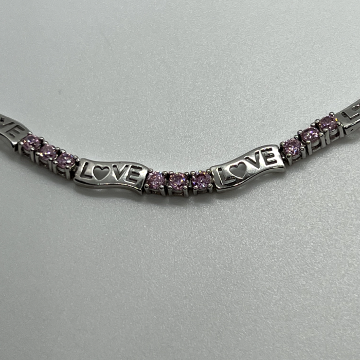 925 Sterling Silver Pink CZ 