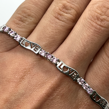 925 Sterling Silver Pink CZ 