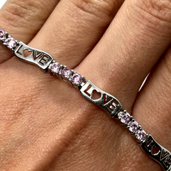 925 Sterling Silver Pink CZ 