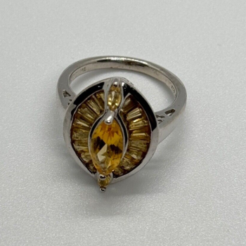 925 Sterling Silver Citrine Ring Size 6.5