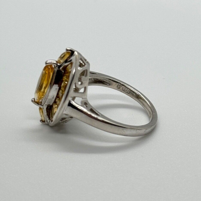 925 Sterling Silver Citrine Ring Size 6.5