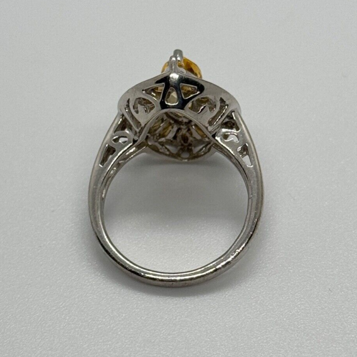 925 Sterling Silver Citrine Ring Size 6.5
