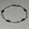 14K Yellow Gold Amethyst & Pearls Bracelet Length 7