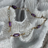 14K Yellow Gold Amethyst & Pearls Bracelet Length 7