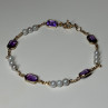 14K Yellow Gold Amethyst & Pearls Bracelet Length 7
