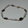 14K Yellow Gold Amethyst & Pearls Bracelet Length 7