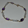 14K Yellow Gold Amethyst & Pearls Bracelet Length 7