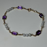 14K Yellow Gold Amethyst & Pearls Bracelet Length 7