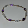 14K Yellow Gold Amethyst & Pearls Bracelet Length 7