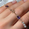 14K Yellow Gold Amethyst & Pearls Bracelet Length 7