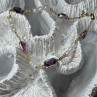 14K Yellow Gold Amethyst & Pearls Bracelet Length 7