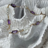 14K Yellow Gold Amethyst & Pearls Bracelet Length 7