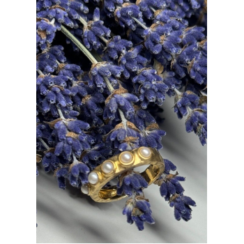 925 STERLING SILVER GOLD PLATED  PEARL RING SIZE 6.5