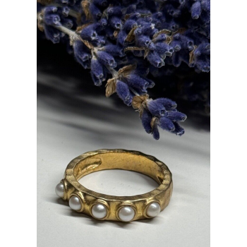925 STERLING SILVER GOLD PLATED  PEARL RING SIZE 6.5