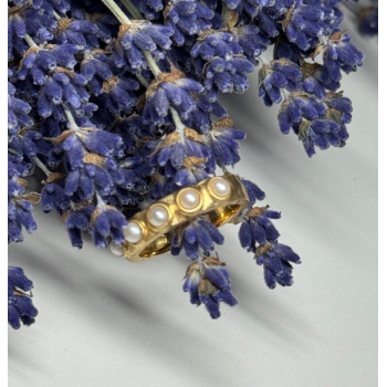 925 STERLING SILVER GOLD PLATED  PEARL RING SIZE 6.5