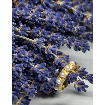 925 STERLING SILVER GOLD PLATED  PEARL RING SIZE 6.5