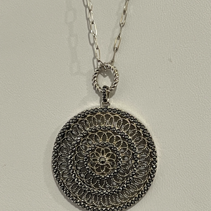 925 Sterling Silver Marcasite Necklace