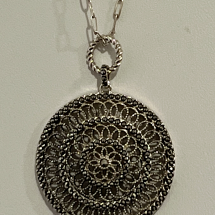 925 Sterling Silver Marcasite Necklace