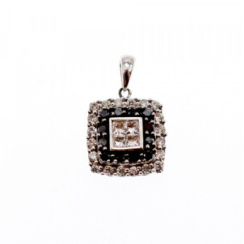 14K White Gold Sapphires & Diamonds Pendant
