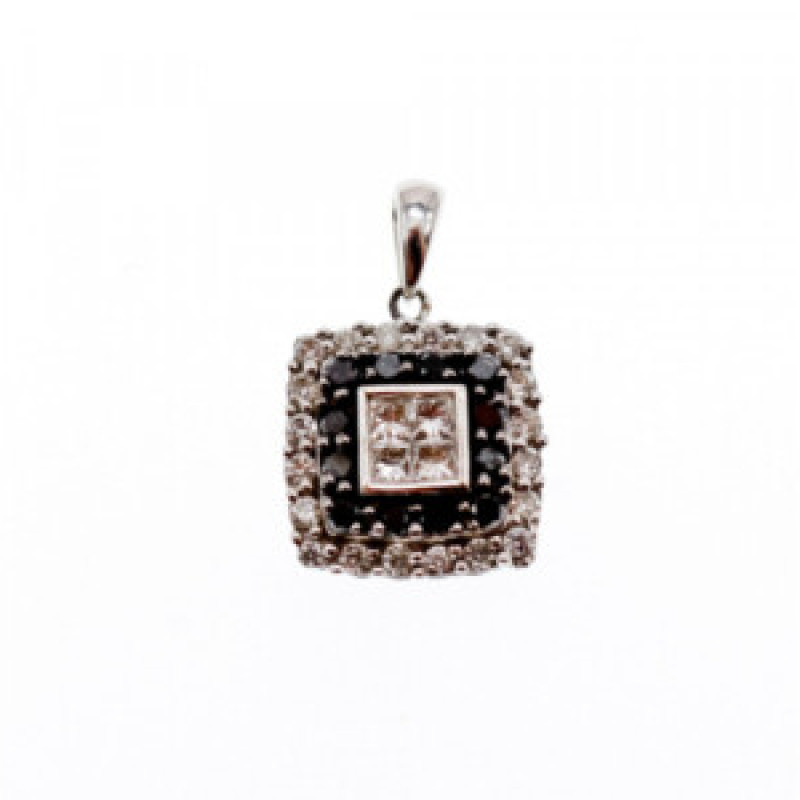 14K White Gold Sapphires & Diamonds Pendant