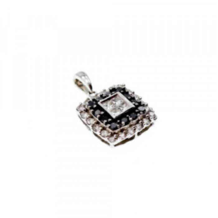 14K White Gold Sapphires & Diamonds Pendant
