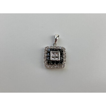 14K WHITE GOLD SAPPHIRES & DIAMONDS PENDANT