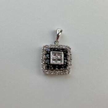 14K White Gold Sapphires & Diamonds Pendant