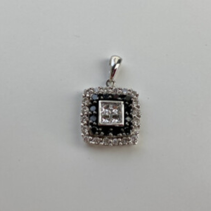 14K White Gold Sapphires & Diamonds Pendant