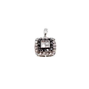 14K WHITE GOLD SAPPHIRES & DIAMONDS PENDANT