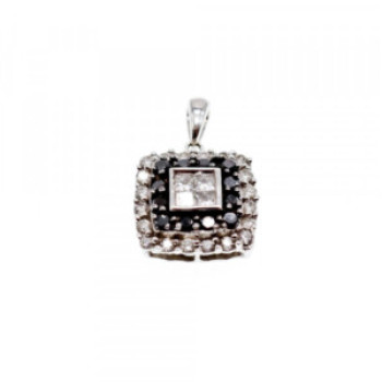14K White Gold Sapphires & Diamonds Pendant