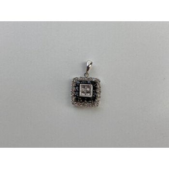 14K WHITE GOLD SAPPHIRES & DIAMONDS PENDANT