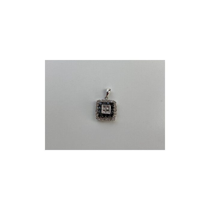 14K WHITE GOLD SAPPHIRES & DIAMONDS PENDANT