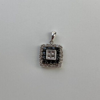 14K White Gold Sapphires & Diamonds Pendant