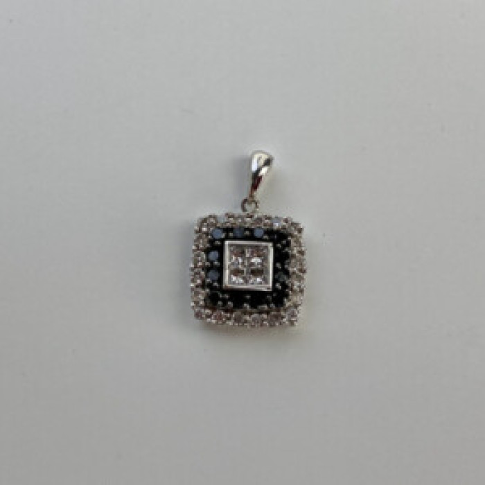 14K White Gold Sapphires & Diamonds Pendant
