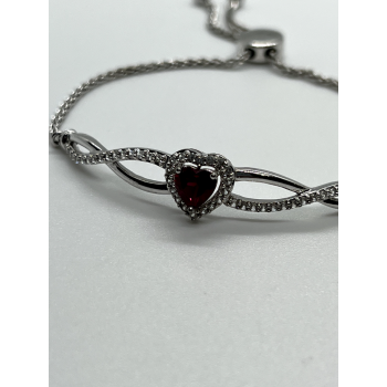 925 STERLING SILVER SPINEL & CZ HEART BRACELET