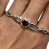 925 Sterling Silver Spinel & CZ Heart Bracelet