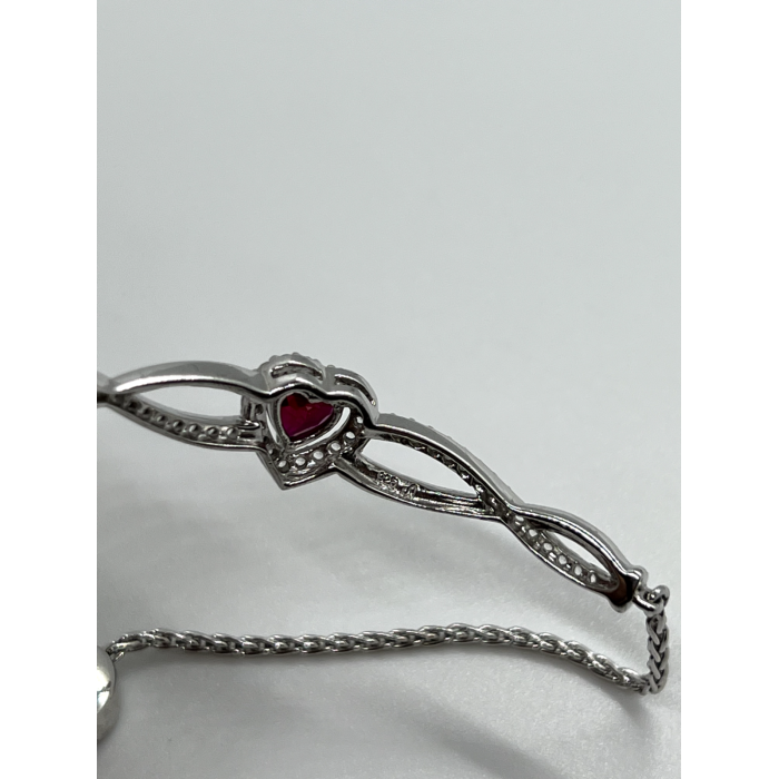 925 STERLING SILVER SPINEL & CZ HEART BRACELET