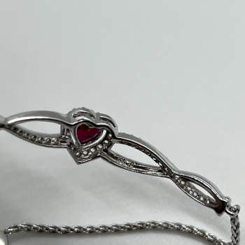 925 Sterling Silver Spinel & CZ Heart Bracelet