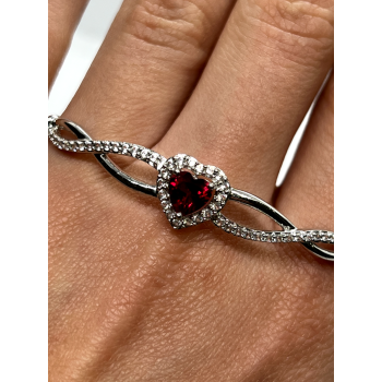 925 STERLING SILVER SPINEL & CZ HEART BRACELET