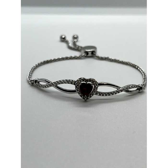 925 STERLING SILVER SPINEL & CZ HEART BRACELET