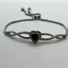 925 Sterling Silver Spinel & CZ Heart Bracelet