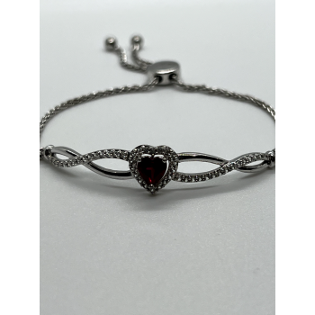 925 STERLING SILVER SPINEL & CZ HEART BRACELET