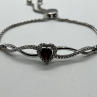 925 Sterling Silver Spinel & CZ Heart Bracelet