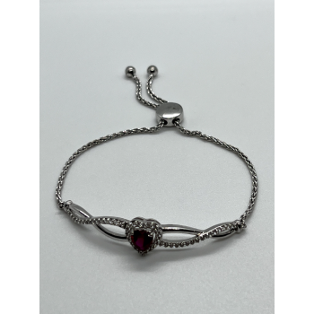925 STERLING SILVER SPINEL & CZ HEART BRACELET