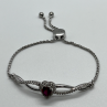 925 Sterling Silver Spinel & CZ Heart Bracelet