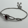 925 Sterling Silver Spinel & CZ Heart Bracelet