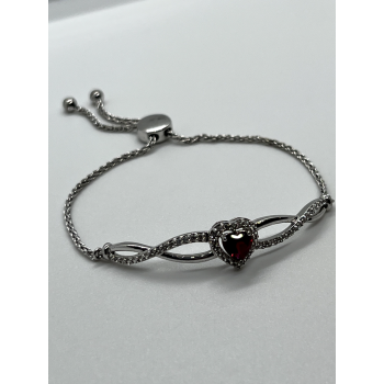 925 STERLING SILVER SPINEL & CZ HEART BRACELET